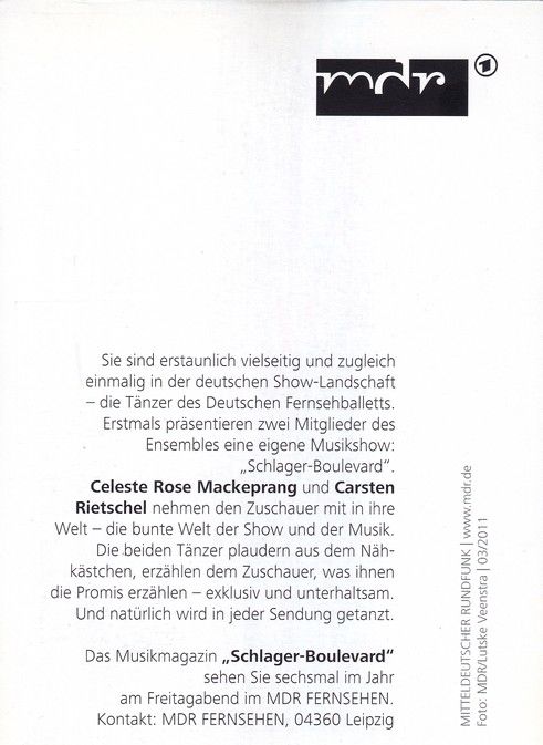 Autogramm Ballett / TV | Celeste Rose MACKEPRANG | 2011 (Portrait Color) MDR