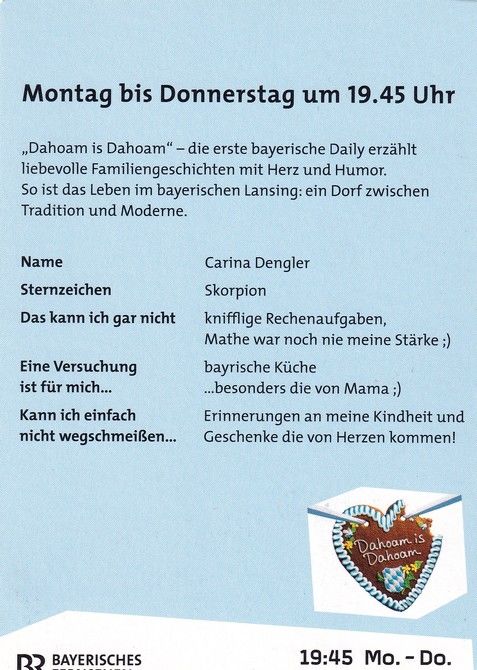 Autogramm TV | BR | Carina DENGLER | 2010er "Dahoam Is Dahoam"