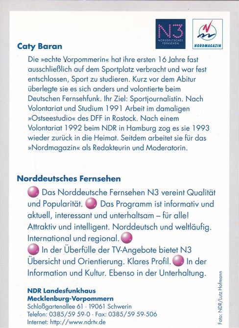 Autogramm TV | N3 | Caty BARAN | 1990er "Nordmagazin" (Hofmann)
