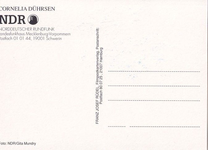 Autogramm TV | NDR | Cornelia DÜHRSEN | 1990er (Portrait Color Rüdel) Mundry