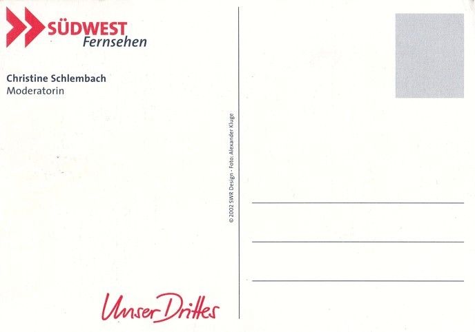 Autogramm TV | SWR | Christine SCHLEMBACH | 2002 (Portrait Color) Kluge