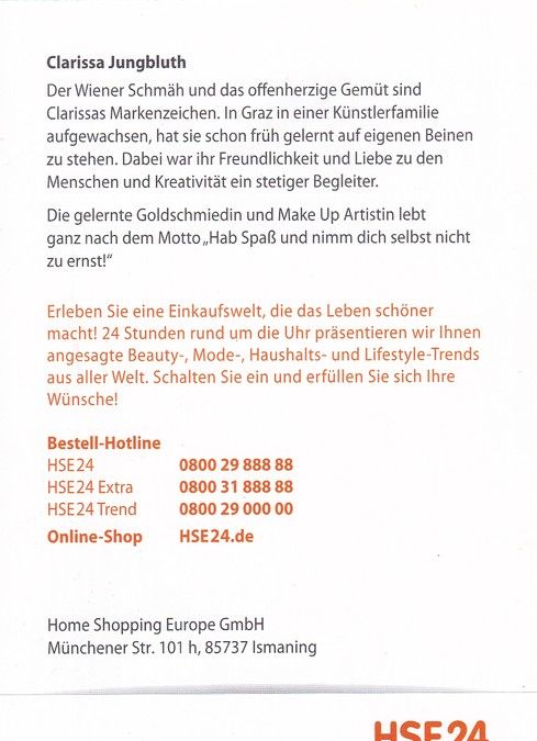 Autogramm TV | HSE24 | Clarissa JUNGBLUTH | 2000er (Portrait Color)