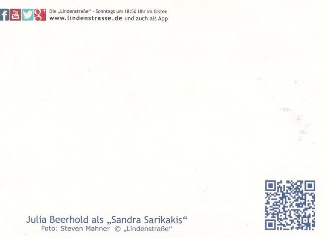 Autogramm TV | ARD | Julia BEERHOLD | 2010er "Lindenstrasse" (Mahner) 
