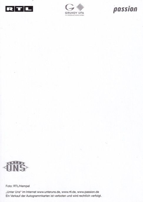 Autogramm TV | RTL | Kathleen FIEDLER | 2000er "Unter Uns" (Portrait Color Hempel)