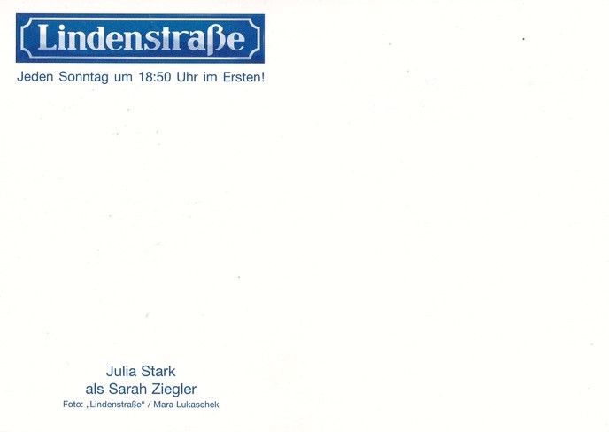 Autogramm TV | ARD | Julia STARK | 2000er "Lindenstrasse" (Lukaschek)