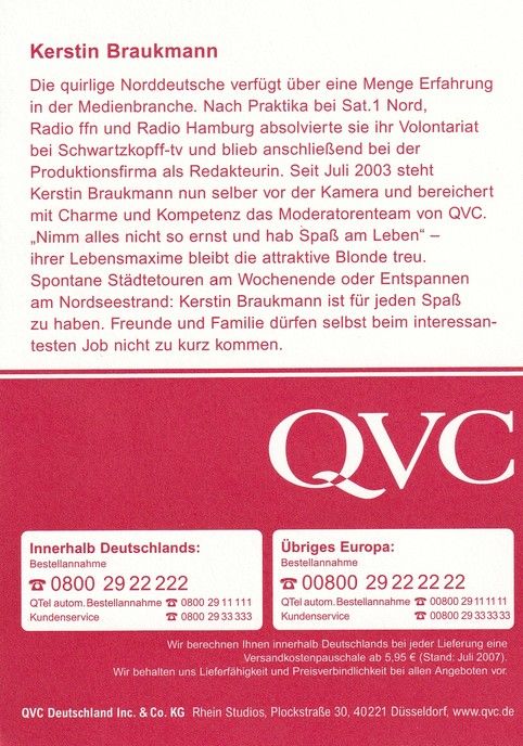 Autogramm TV | QVC | Kerstin BRAUKMANN | 2007 (Portrait Color)