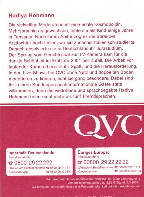 Autogramm TV | QVC | Hadiya HOHMANN | 2007 (Portrait Color)