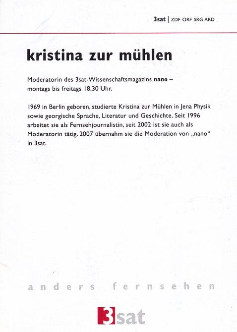 Autogramm TV | 3sat | Kristina ZUR MÜHLEN | 2000er "Nano" (Weddig)