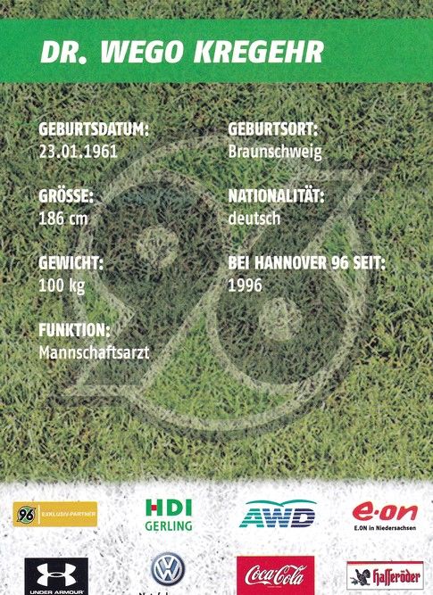 Autogramm Fussball | Hannover 96 | 2009 | Wego KREGEHR