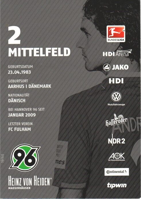 Autogramm Fussball | Hannover 96 | 2015 | Leon ANDREASEN