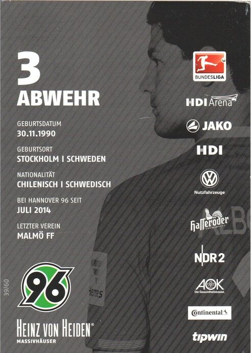 Autogramm Fussball | Hannover 96 | 2015 | Miiko ALBORNOZ
