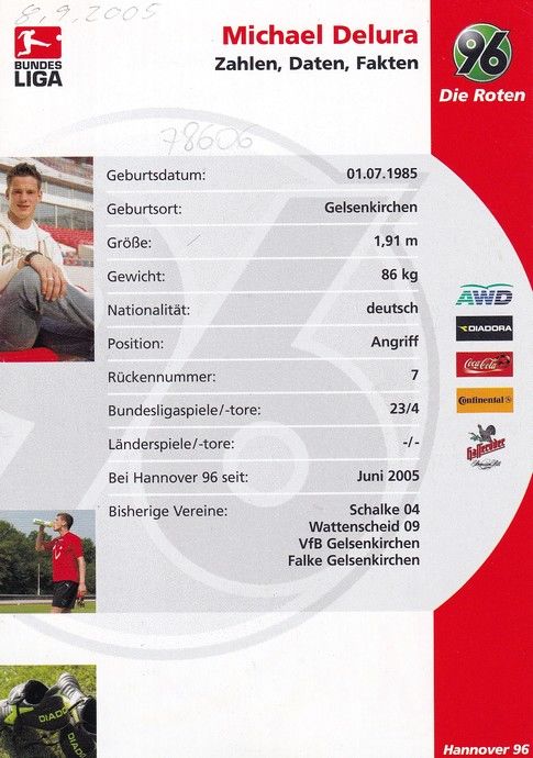 Autogramm Fussball | Hannover 96 | 2005 | Michael DELURA