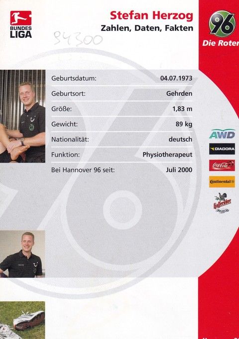 Autogramm Fussball | Hannover 96 | 2005 | Stefan HERZOG