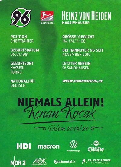 Autogramm Fussball | Hannover 96 | 2019 | Kenan KOCAK