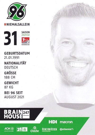 Autogramm Fussball | Hannover 96 | 2021 | Julian BÖRNER