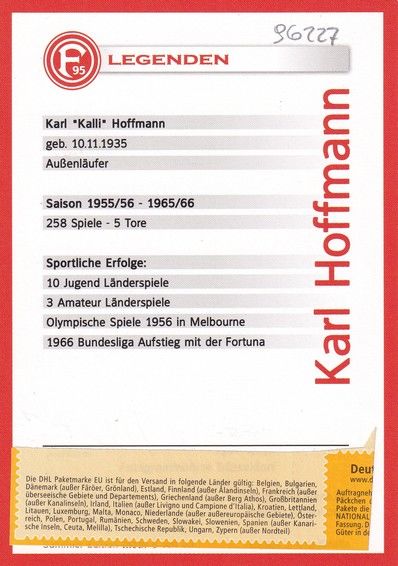 Autogramm Fussball | Fortuna Düsseldorf | 1960er Retro | Kalli HOFFMANN (Legenden)