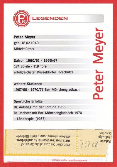 Autogramm Fussball | Fortuna Düsseldorf | 1960er Retro | Peter MEYER (Legenden) 1
