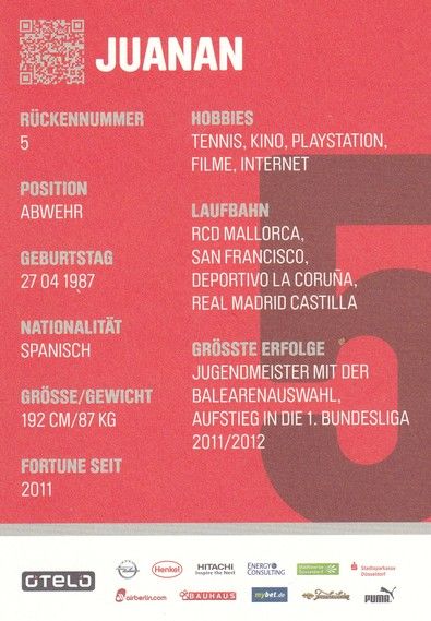 Autogramm Fussball | Fortuna Düsseldorf | 2012 | JUANAN