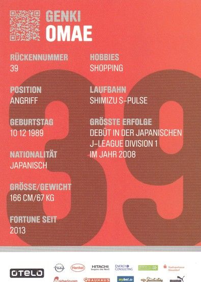 Autogramm Fussball | Fortuna Düsseldorf | 2012 | Genki OMAF