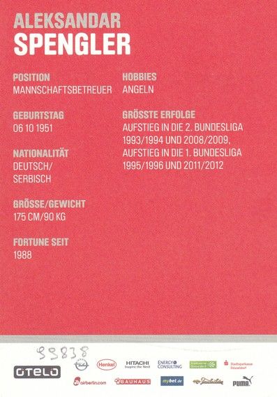 Autogramm Fussball | Fortuna Düsseldorf | 2012 | Aleksandar SPENGLER