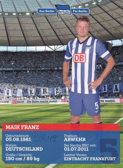 Autogramm Fussball | Hertha BSC Berlin | 2013 | Maik FRANZ