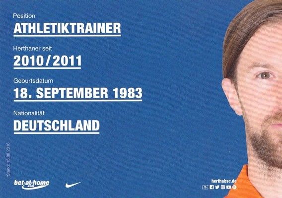Autogramm Fussball | Hertha BSC Berlin | 2016 | Hendrik VIETH