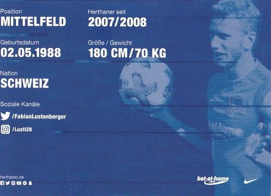 Autogramm Fussball | Hertha BSC Berlin | 2017 | Fabian LUSTENBERGER 