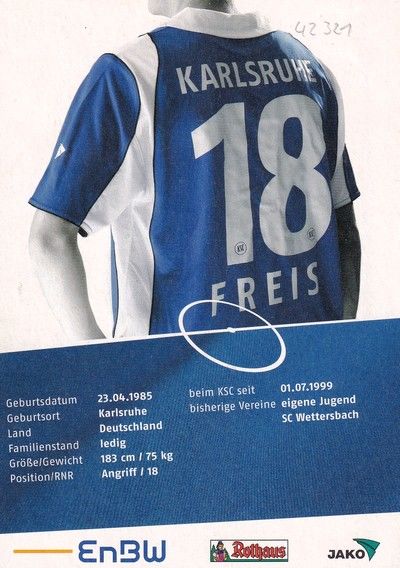 Autogramm Fussball | Karlsruher SC | 2007 | Sebastian FREIS