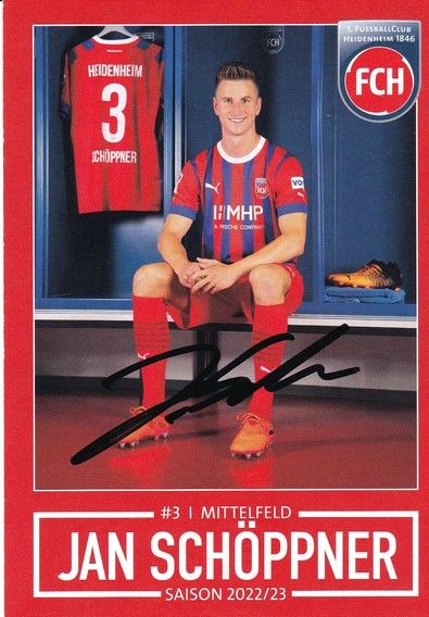Autogramm Fussball | 1. FC Heidenheim 1846 | 2022 | Jan SCHÖPPNER