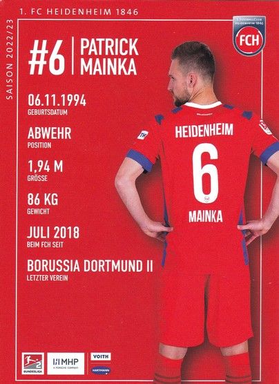 Autogramm Fussball | 1. FC Heidenheim 1846 | 2022 | Patrick MAINKA