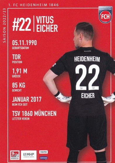 Autogramm Fussball | 1. FC Heidenheim 1846 | 2022 | Vitus EICHER