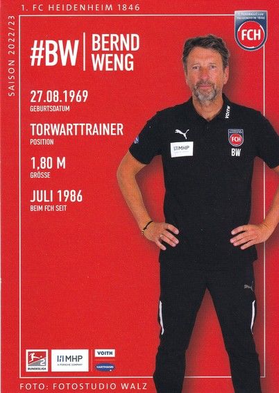 Autogramm Fussball | 1. FC Heidenheim 1846 | 2022 | Bernd WENG