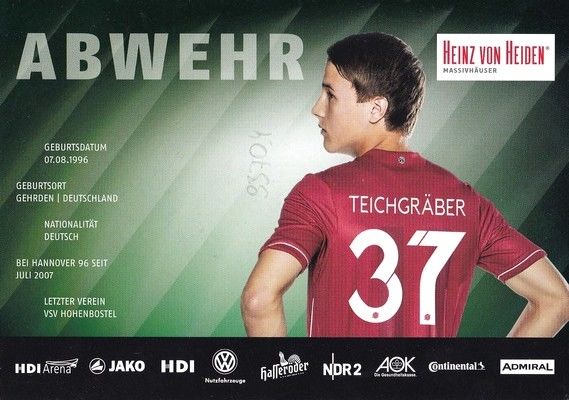 Autogramm Fussball | Hannover 96 | 2014 | Niklas TEICHGRÄBER