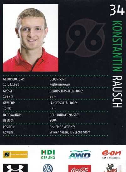 Autogramm Fussball | Hannover 96 | 2008 | Konstantin RAUSCH