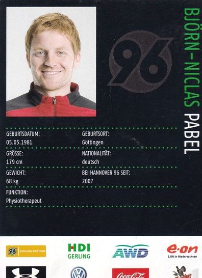 Autogramm Fussball | Hannover 96 | 2008 | Björn-Niclas PABEL