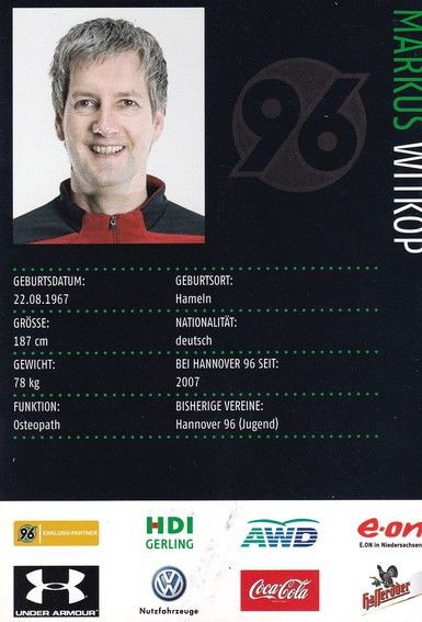 Autogramm Fussball | Hannover 96 | 2008 | Markus WITKOP