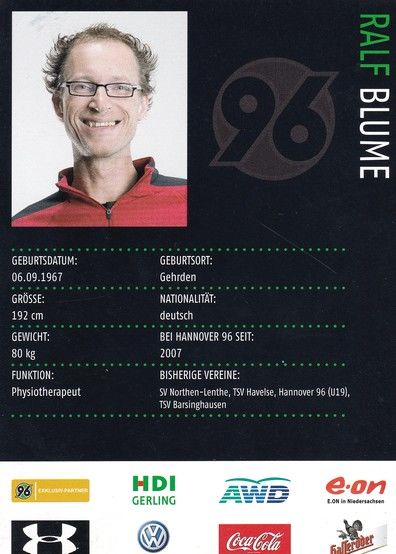 Autogramm Fussball | Hannover 96 | 2008 | Ralf BLUME