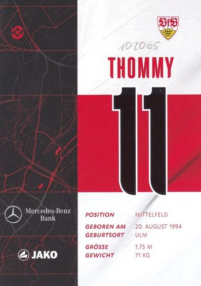Autogramm Fussball | VfB Stuttgart | 2020 | Erik THOMMY