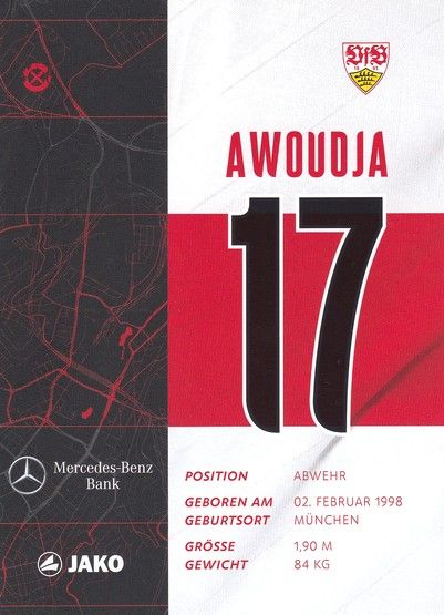 Autogramm Fussball | VfB Stuttgart | 2020 | Maxime AWOUDJA