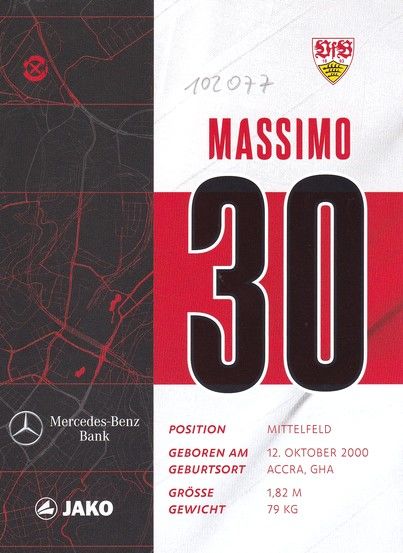 Autogramm Fussball | VfB Stuttgart | 2020 | Roberto MASSIMO