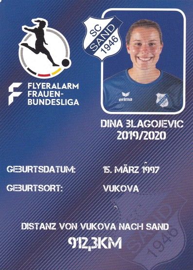 Autogramm Fussball (D) | SC Sand 1946 | 2019 | Dina BLAGOJEVIC