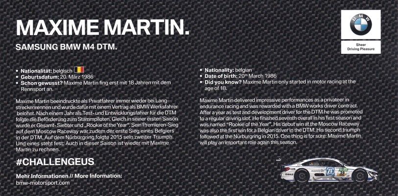 Autogramm Tourenwagen | Maxime MARTIN | 2017 (Portrait Color) BMW