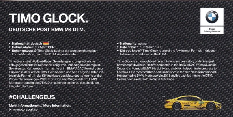 Autogramm Tourenwagen | Timo GLOCK | 2017 (Portrait Color) BMW