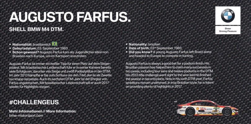 Autogramm Tourenwagen | Augusto FARFUS | 2017 (Portrait Color) BMW
