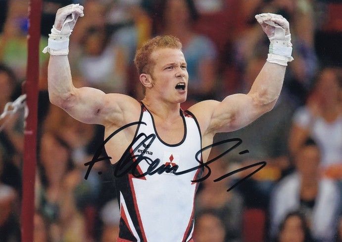 Autogramm Turnen | Fabian HAMBÜCHEN | 2010er Foto (Jubelszene Color XM) OS-Gold