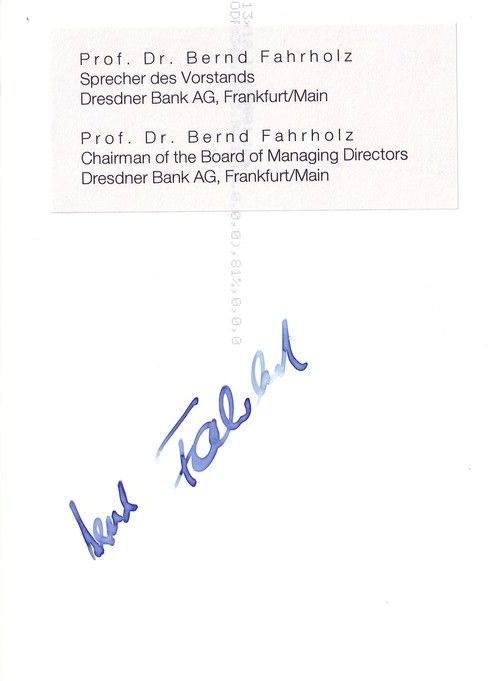 Autogramm Wirtschaft | Bernd FAHRHOLZ | 2000er Foto (Portrait Color XM) Dresdner Bank