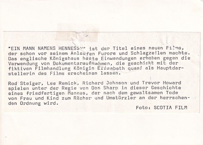 Filmfoto (USA) | Rod STEIGER | 1975 "Hennessy" XM