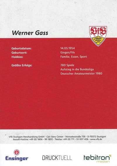 Autogramm Fussball | VfB Stuttgart | 2014 TM | Werner GASS