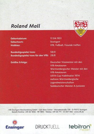 Autogramm Fussball | VfB Stuttgart | 2014 TM | Roland MALL 