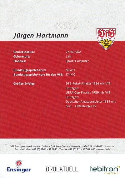 Autogramm Fussball | VfB Stuttgart | 2014 TM | Jürgen HARTMANN